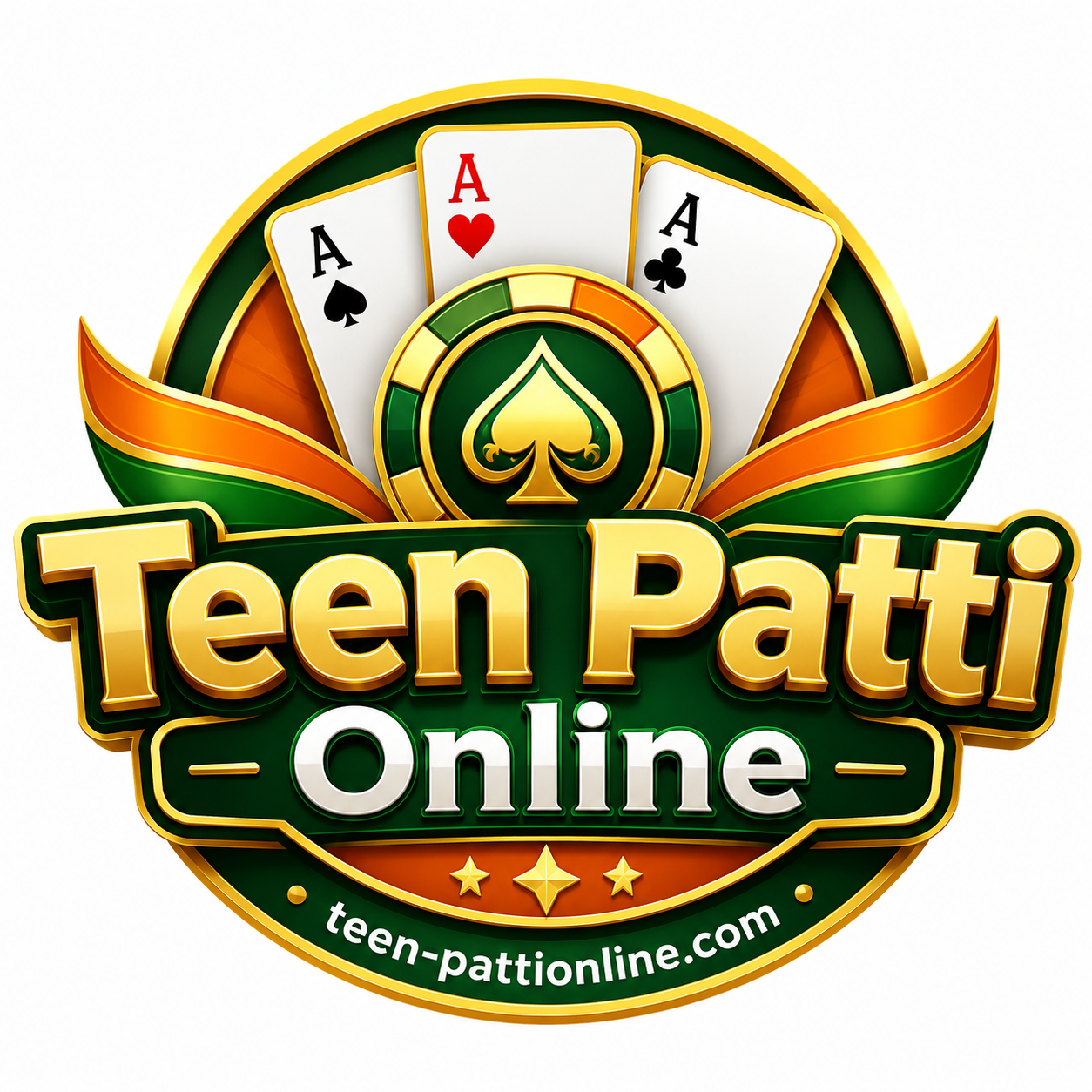 Teen Patti Online circular logo with three aces